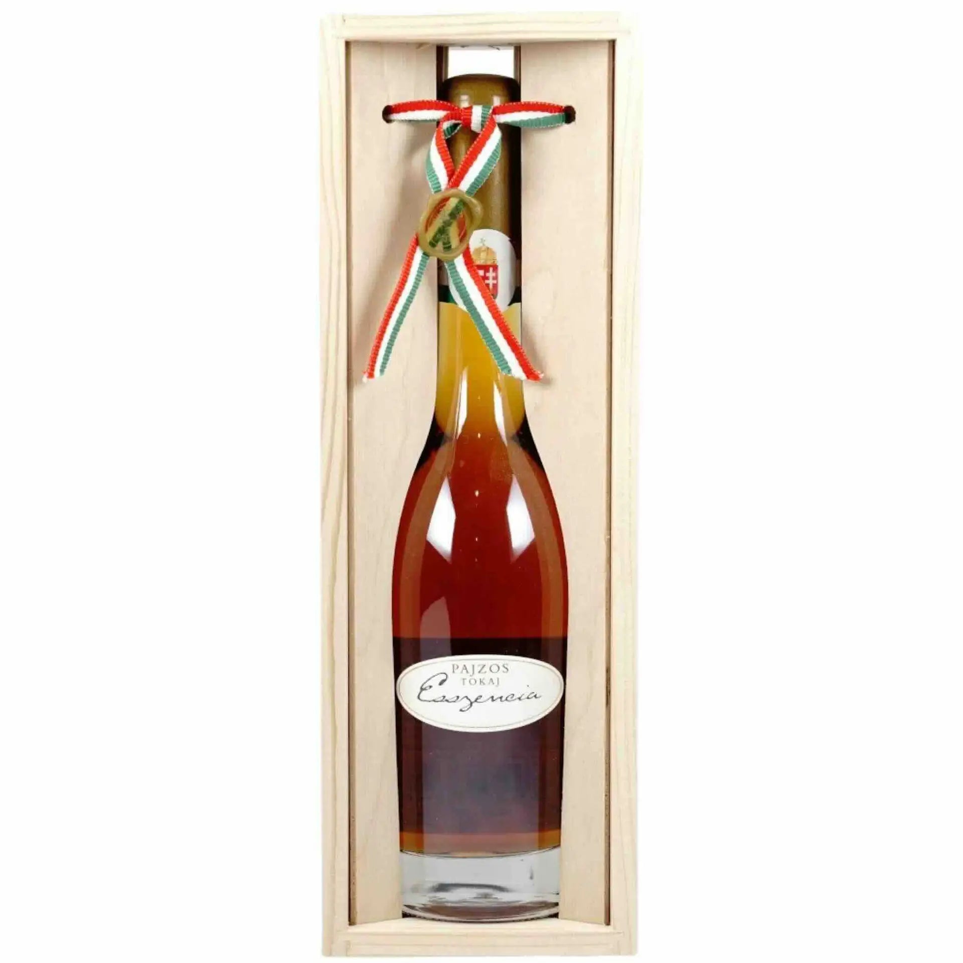 Buy Pajzos Tokaj Essencia dessert wine in a wooden box with ribbon, premium sweet wine