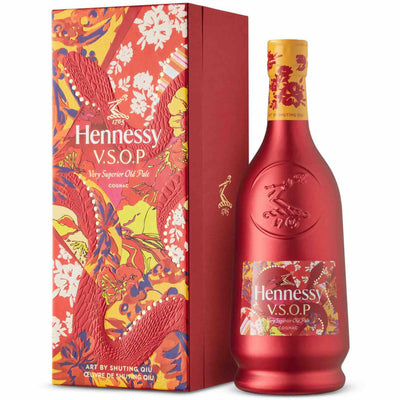 Hennessy VSOP Lunar New Year 2025 cognac bottle with decorative label and packaging, 750ml size.
