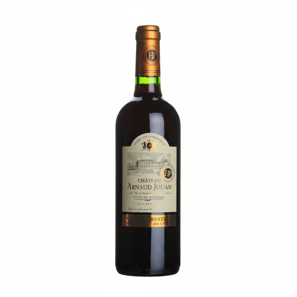 Chateau Arnaud Jouan wine bottle with elegant label, displayed upright on a neutral background.