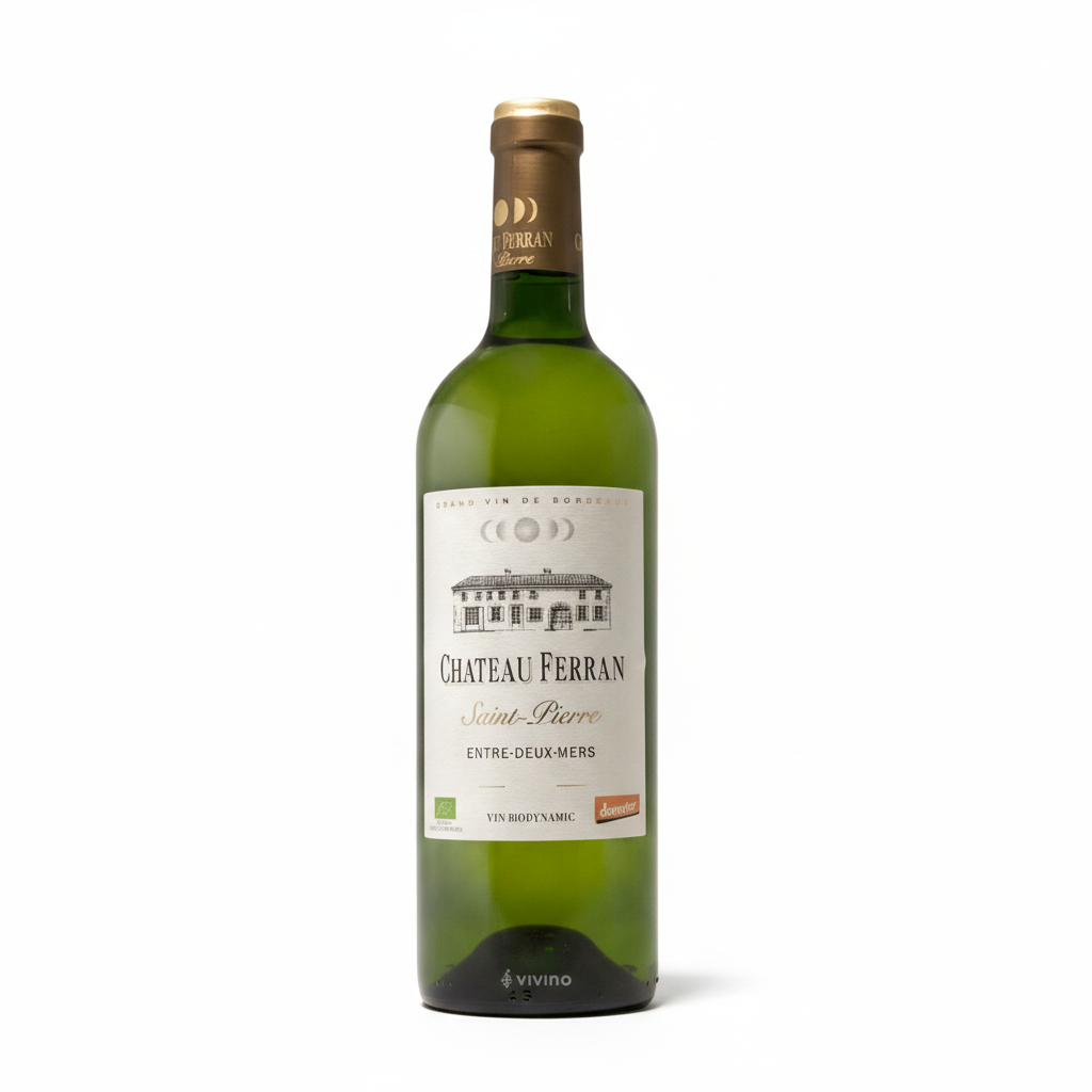 Chateau Ferran Saint-Pierre Entre-Deux-Mers Haut-Benauge white wine bottle with label, showcasing elegant wine packaging.