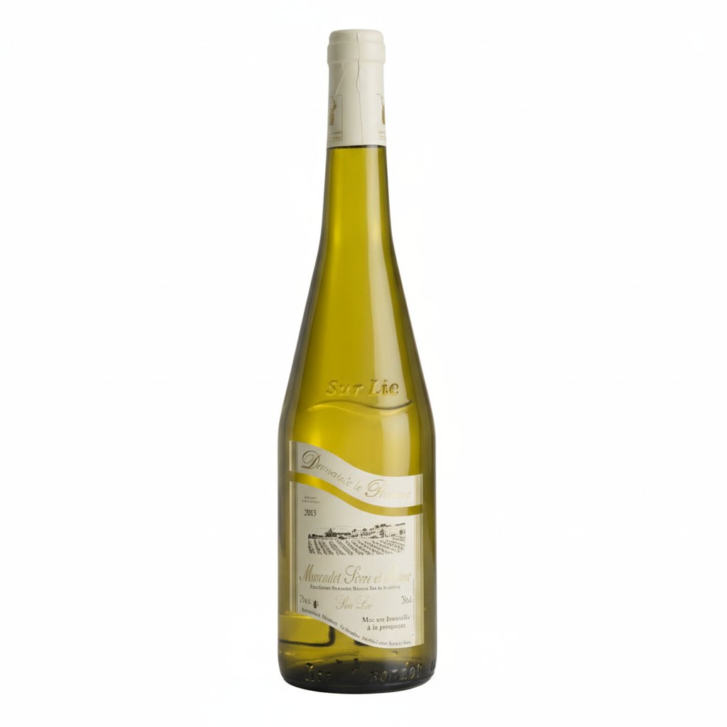 Bottle of Domaine de la Potardiere Muscadet wine with label visible, set against a neutral background.