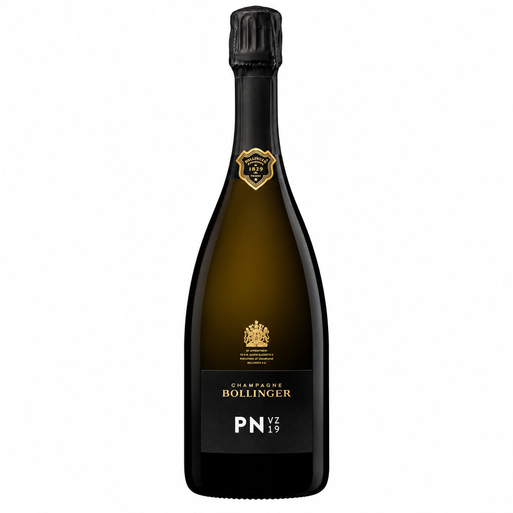 Champagne Bollinger PN VZ19 bottle with elegant label, showcasing premium sparkling wine from the Champagne brand.