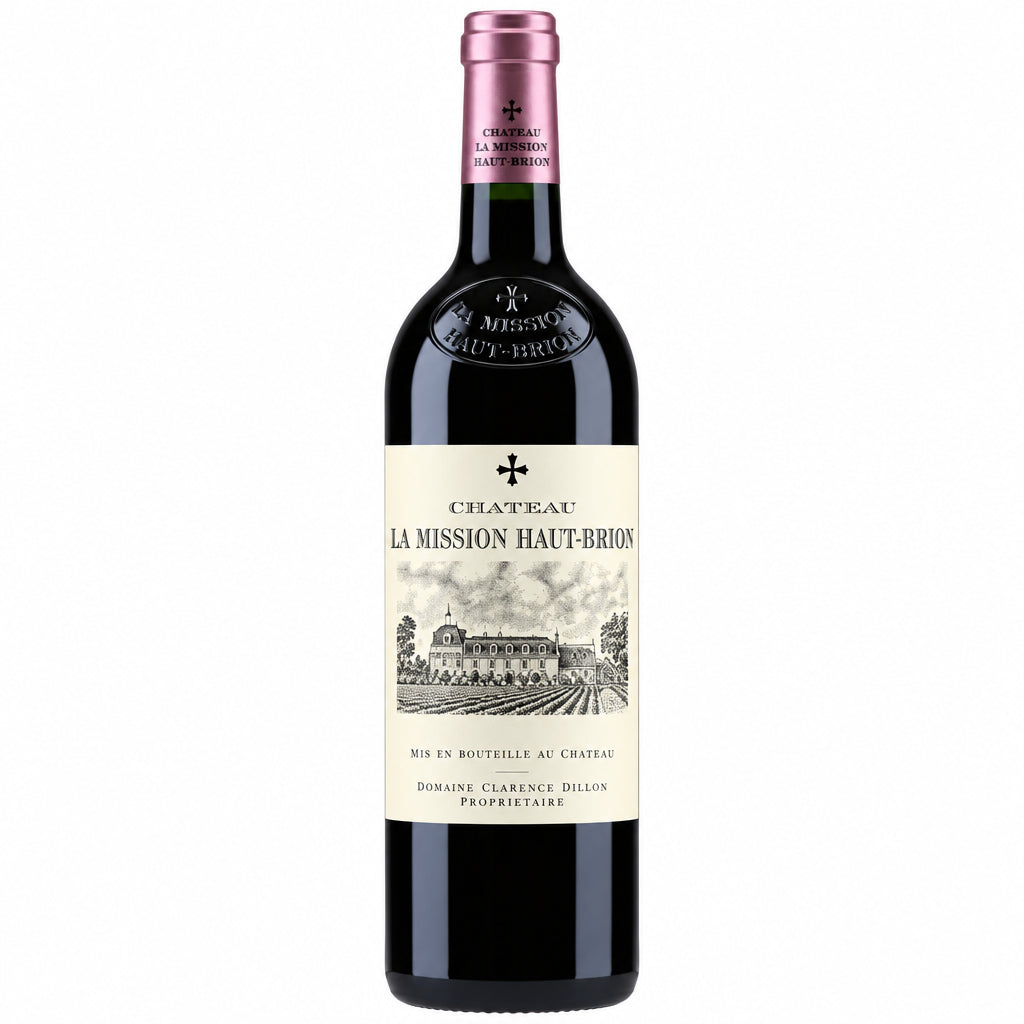 Chateau La Mission Haut-Brion 2016 1.5L wine bottle with elegant label and deep red color, showcasing a premium Bordeaux red wine.