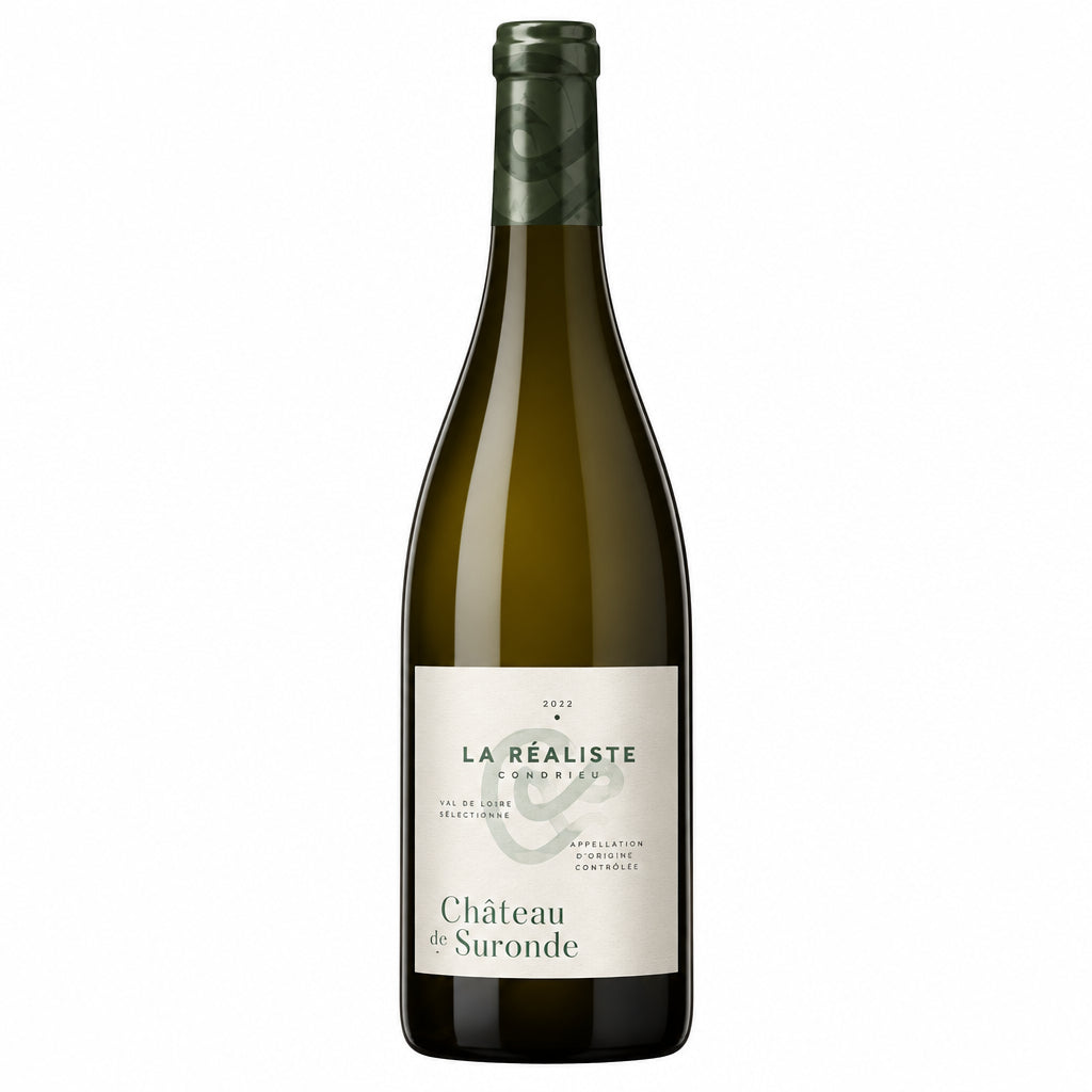 Chateau de Suronde La Realiste Chenin Blanc wine bottle with label, featuring a clear glass bottle and elegant label design.