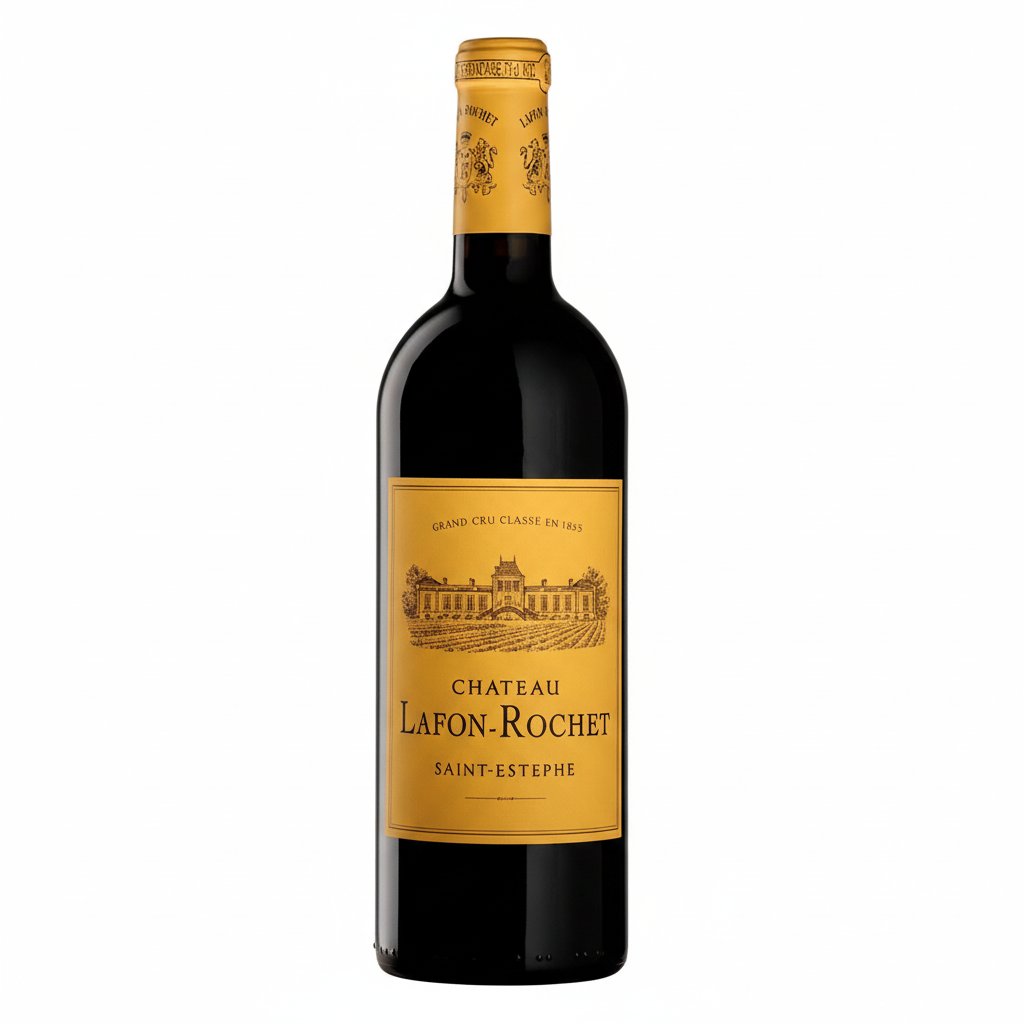 Chateau Lafont Rochet Primeur wine bottle with label and cork, showcasing the wine's elegant packaging and design.