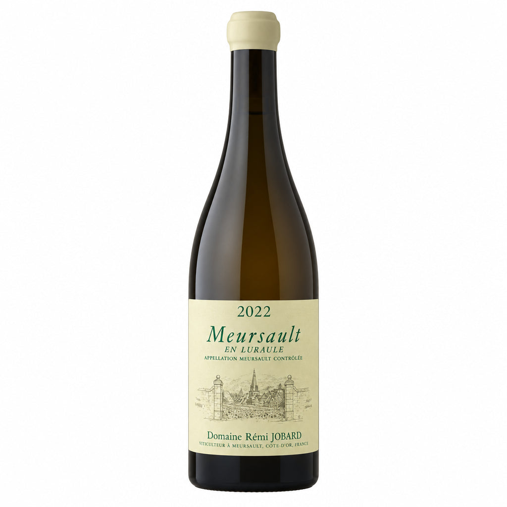 Domaine Remi Jobard En Luraule 2022 white wine bottle with label, placed on a wooden surface.