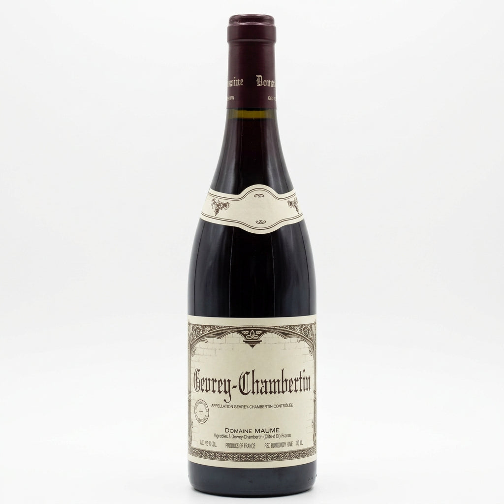 Bottle of Domaine Maume-Siblas Gevrey-Chambertin En Pallaud red wine with a deep ruby color and elegant label.