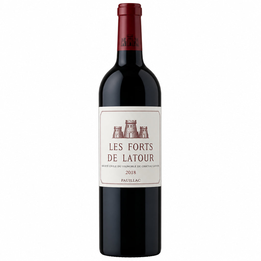 Chateau Les Forts De Latour 2018 red wine bottle with label, showcasing the Chateau branding and elegant wine design.
