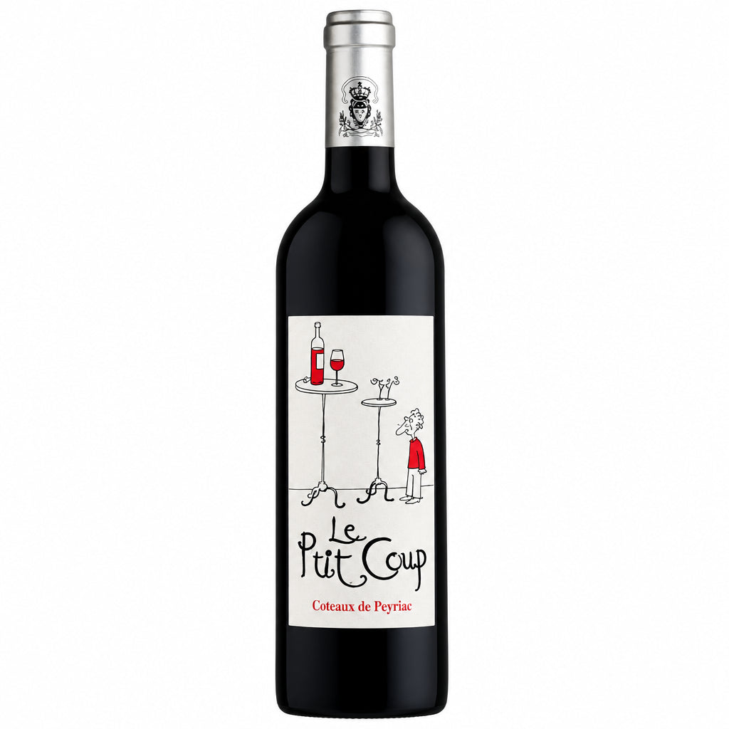 Chateau Chateau Du Donjon Le P'tit Coup Red wine bottle with label, featuring deep red color and elegant design.