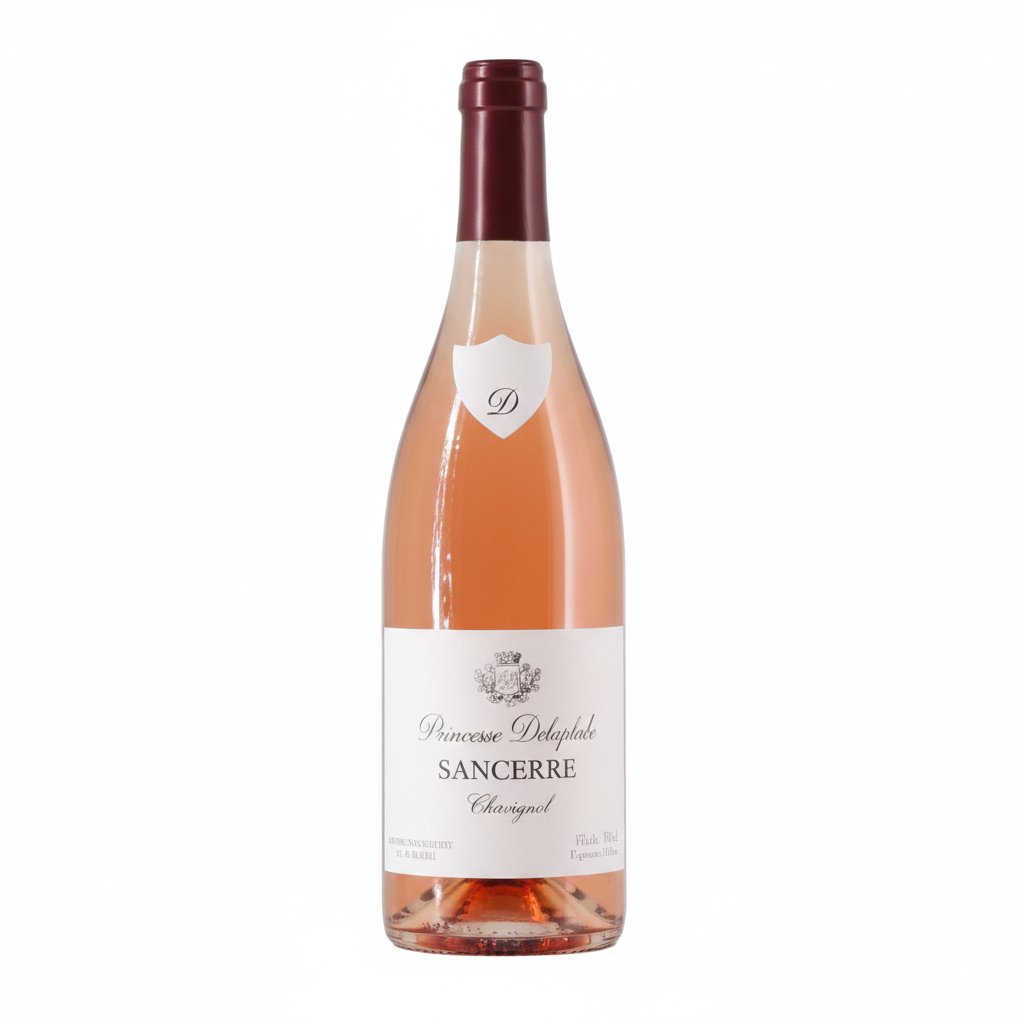 Domaine Vincent Delaporte Sancerre Rosé Loire wine bottle with pink hue and elegant label on a white background