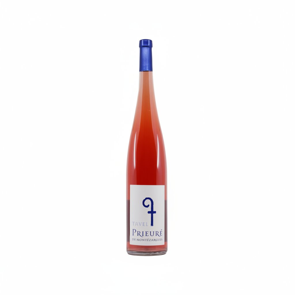 Tavel Prieure de Montezargues 1.5L bottle of rosé wine with a detailed label and elegant packaging.