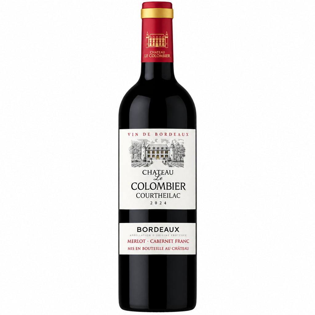 Chateau Chateau Le Colombier Courteillac wine bottle with label and foil capsule, standing upright on a neutral background.