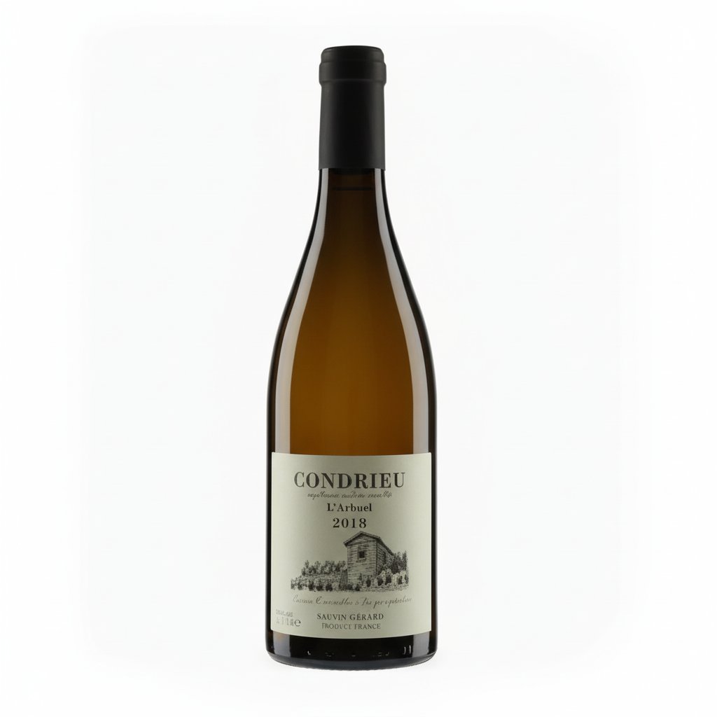 Xavier Gerard Condrieu Cuvee L'arbuel wine bottle with elegant label and dark glass, showcasing a premium French white wine.