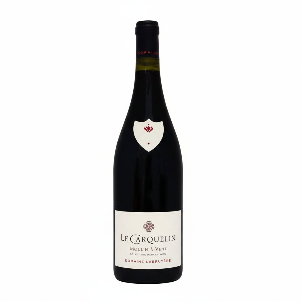 Domaine Domaine Labruyere Le Carquelin red wine bottle with label, showcasing the wine's elegant packaging and branding.