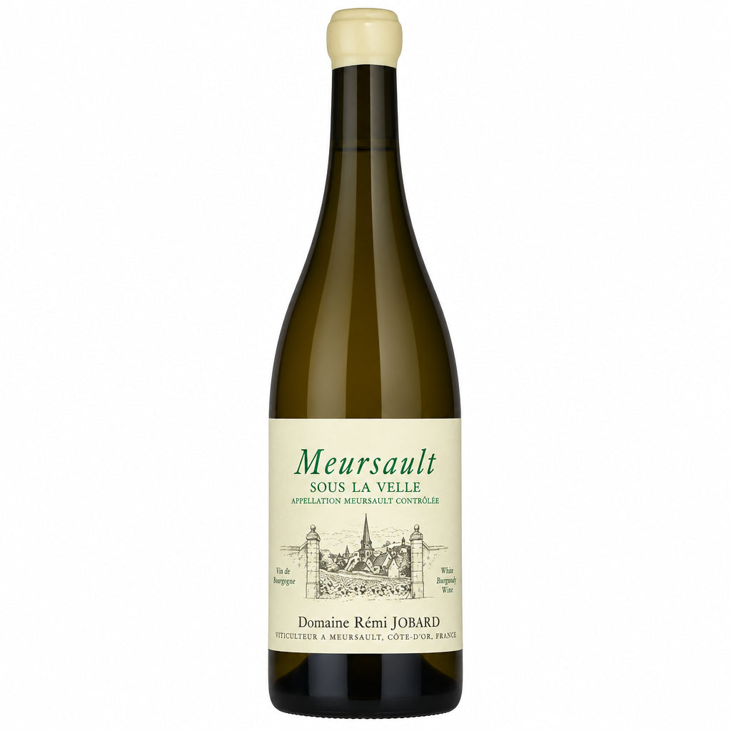 Domaine Remi Jobard Sous La Velle 2022 wine bottle with label visible, placed on a wooden surface.