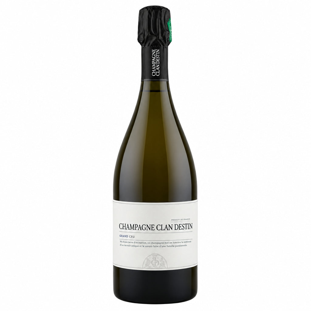 Champagne Clandestin Boreal Blanc de Noirs Brut Nature bottle with elegant label and golden foil, showcasing a fine sparkling wine.