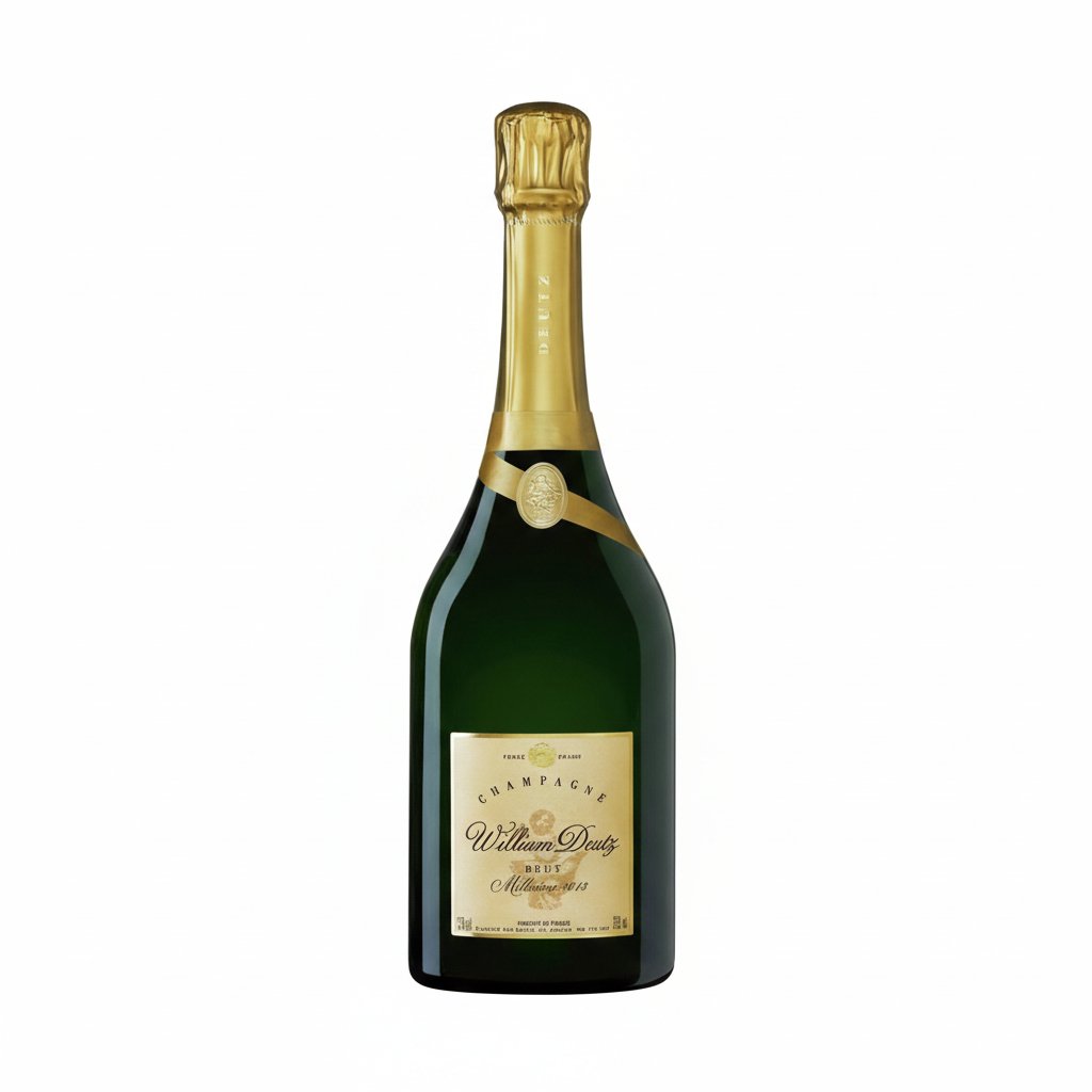 Deutz Millesime Brut Champagne 2015 bottle with gold foil and elegant label, showcasing premium French champagne.