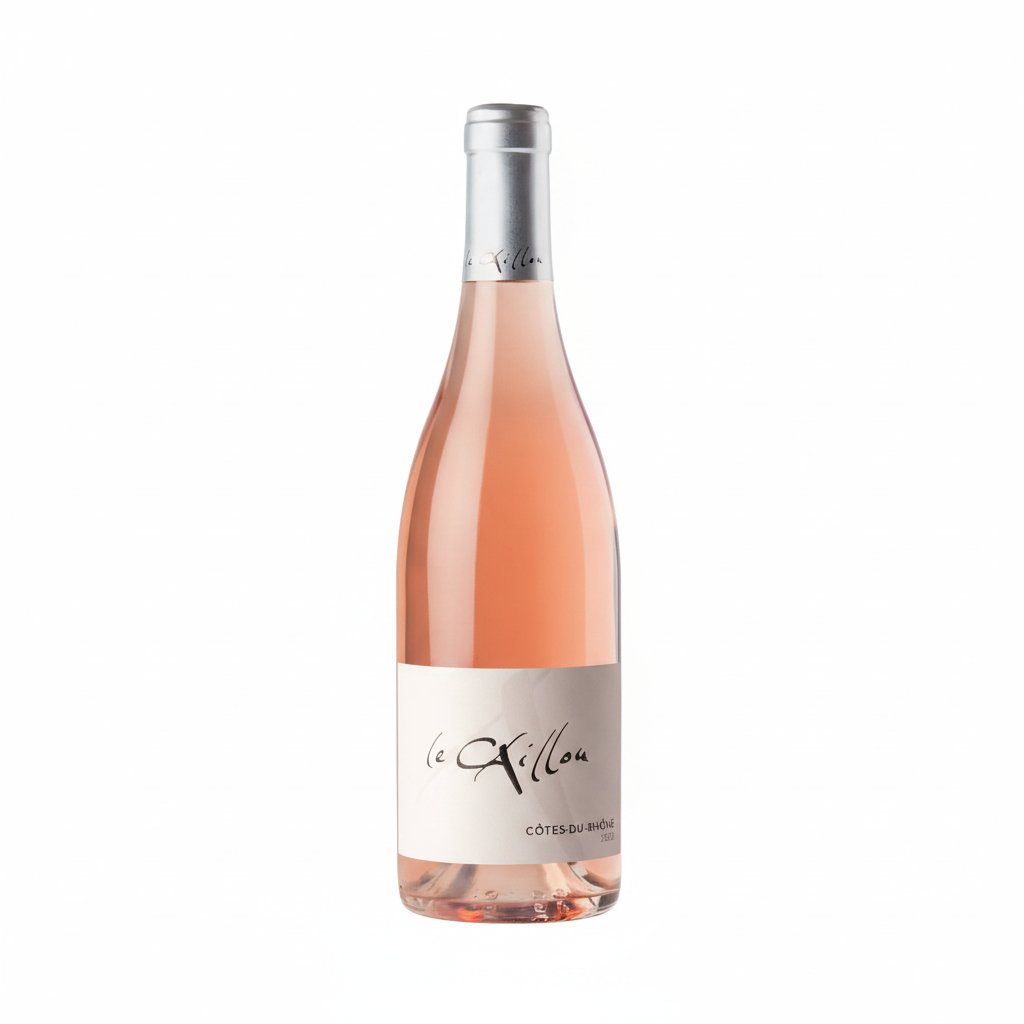 Bottle of Le Clos du Caillou Le Caillou Rouge wine with label visible, showcasing the vibrant red wine inside.