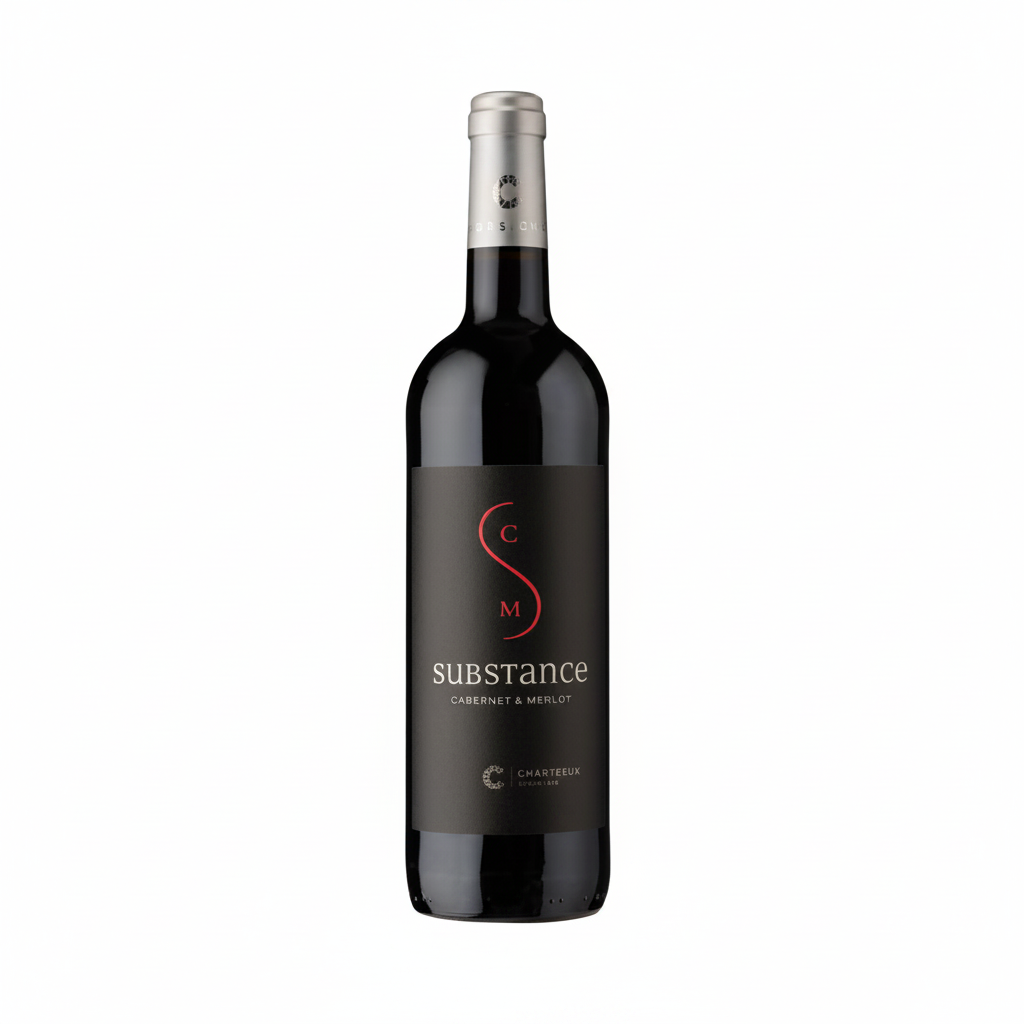 Cellier Des Chartreux Substance IGP du Gard red wine bottle with label displaying brand and product details.